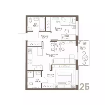 2-к кв. Рязанская область, Рязанский муниципальный округ, с. Дядьково ...