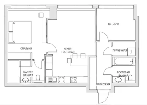 2-к кв. Москва ул. Авиаконструктора Сухого, 2к1 (75.2 м)