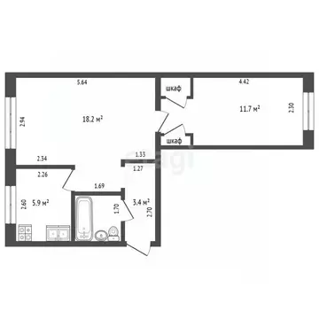 2-к кв. Челябинская область, Челябинск Коммунистическая ул., 10 (43.0 ...
