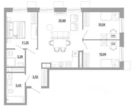3-к кв. Астраханская область, Астрахань Энергетическая ул. (69.46 м)
