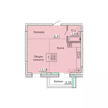 Свободной планировки кв. Бурятия, Улан-Удэ Энергетик мкр,  (45.06 м)