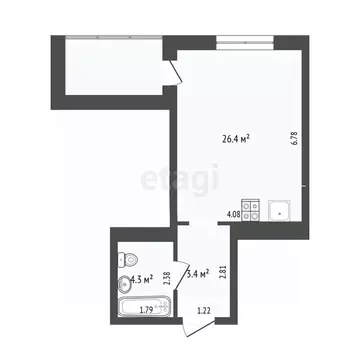 Студия Тюменская область, Тюмень Таврическая ул., 9к4 (34.4 м)