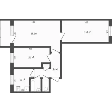 3-комнатная квартира: Улан-Удэ, Тобольская улица, 45 (54.8 м)