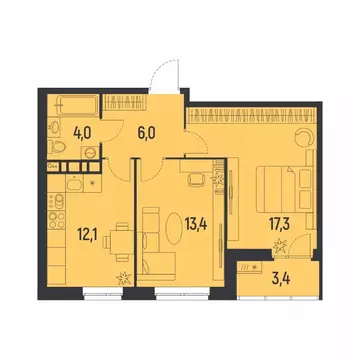 2-к кв. Пермский край, Пермь Ераничи мкр,  (54.5 м)
