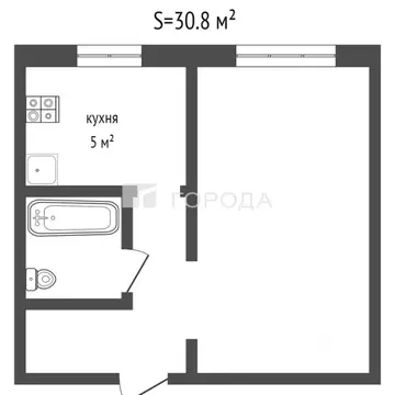 1-к кв. Алтайский край, Барнаул ВРЗ мкр, ул. Карла Маркса, 66А (30.8 ...