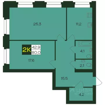 2-к кв. Чувашия, Чебоксары просп. Чебоксарский (80.0 м)