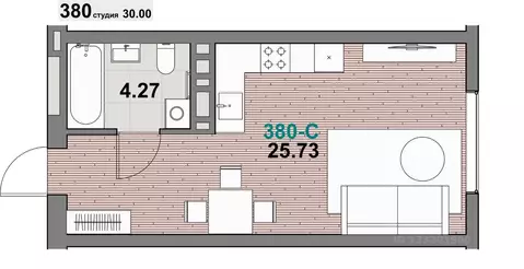 1-к кв. Калининградская область, Зеленоградск ул. Гагарина (30.0 м)