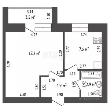 1-к кв. Тамбовская область, Тамбов Клубная ул., 13Б (32.6 м)