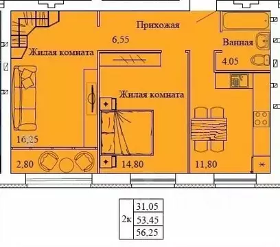 2-к кв. Ивановская область, Кохма Просторный мкр,  (56.25 м)