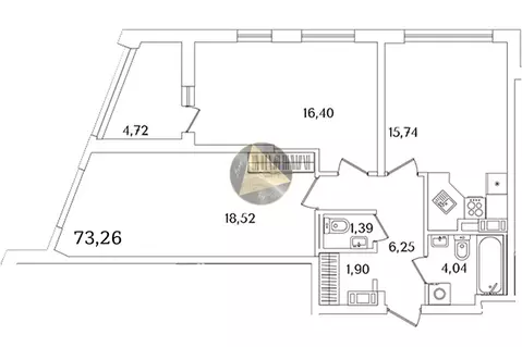 2-комнатная квартира: Санкт-Петербург, Октябрьская набережная, 120 ...