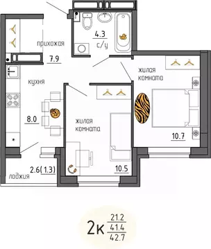 2-к кв. Пермский край, Пермь Ижевская ул., 38 (42.7 м)