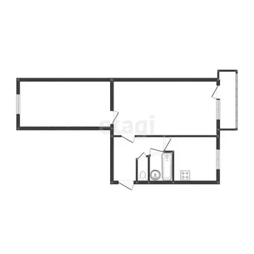 2-комнатная квартира: Иркутск, улица Ржанова, 39 (44.8 м)