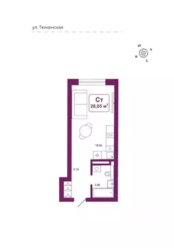 Студия Тюменская область, Тюменский район, д. Дударева Родина-2 жилой ...