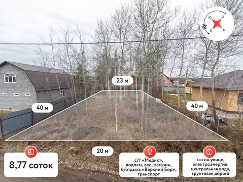 Участок в Тюменская область, Тюмень Медик СНТ, ул. Кедровая, 709 (8.77 ...