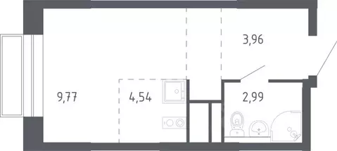 Студия Московская область, Балашиха ул. Бояринова, 1 (20.9 м)