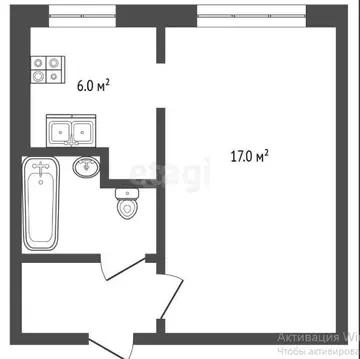 1-к кв. Архангельская область, Архангельск ул. Федота Шубина, 34 (30.1 ...