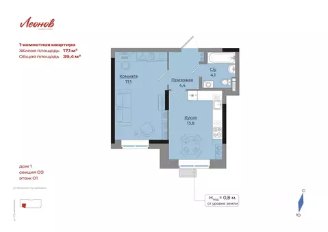 1-к кв. Удмуртия, Ижевск Ботеневский пер., 30к1 (39.4 м)