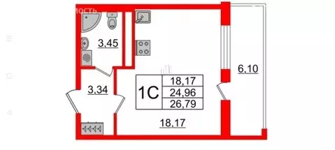 Квартира-студия: Санкт-Петербург, проспект Будённого, 13 (28 м)