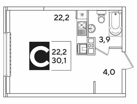 Квартира-студия: Краснодар, улица Ивана Беличенко, 92к4 (30.1 м)