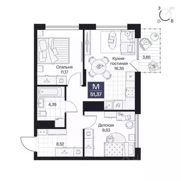 2-к кв. Волгоградская область, Волгоград просп. Имени В.И. Ленина, 59Г ...