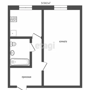 1-комнатная квартира: Альметьевск, улица Ленина, 27 (32.1 м)