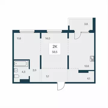 2-к кв. Новосибирская область, Новосибирск На Игарской кв-л,  (58.5 м)