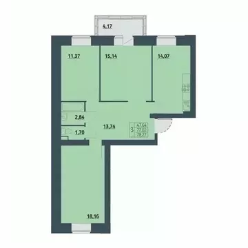 3-к кв. Красноярский край, Красноярск ул. Светлова, 12 (78.27 м)