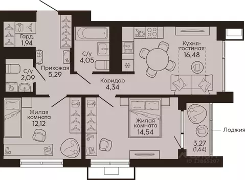 2-к кв. Свердловская область, Екатеринбург Вокзальный жилрайон,  ...