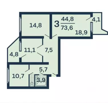 3-к кв. Москва Ботаническая ул., 17к1 (73.0 м)