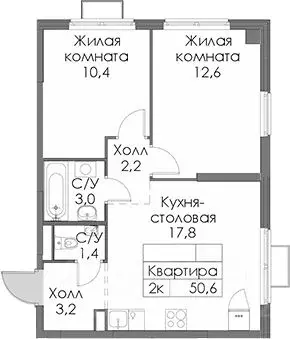 2-к кв. Ленинградская область, Всеволожский район, Заневское городское ...