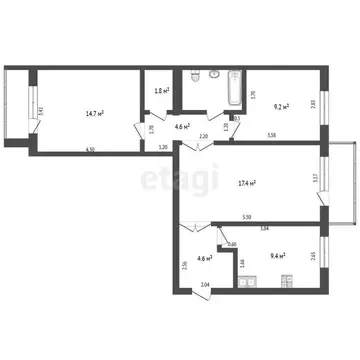 3-комнатная квартира: Якутск, улица Хабарова, 23/1 (65.4 м)