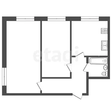 2-комнатная квартира: Самара, улица Мориса Тореза, 26 (43 м)