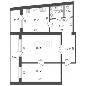 2-к кв. Самарская область, Самара Ново-Садовая ул., 42 (49.1 м)