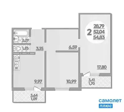 2-комнатная квартира: Анапа, улица Адмирала Пустошкина, 22к10 (54.8 м)