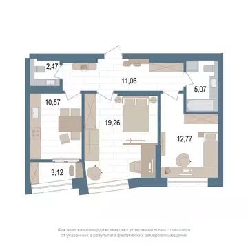 2-к кв. Башкортостан, Уфа ул. Пархоменко, 156Ж (62.7 м)