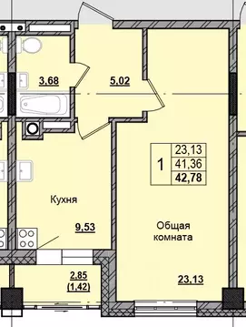 1-к кв. Саха (Якутия), Якутск Алгыс жилой комплекс (42.82 м)