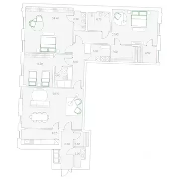 3-к кв. Москва Софийская наб., 34С3 (188.8 м)