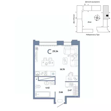 Студия Тюменская область, Тюмень Европейский Берег 2.0 жилой комплекс ...