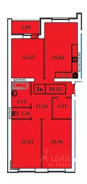 3-к кв. Ивановская область, Иваново Кооперативная ул., 14 (89.02 м)