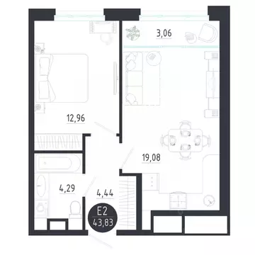 1-к кв. Тульская область, Тула  (43.83 м)