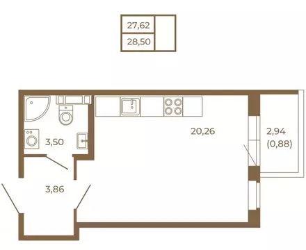 Квартира-студия: Сертолово, Златоглавая улица, 2к2 (28.5 м)
