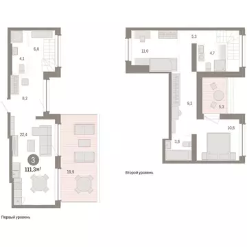 3-комнатная квартира: Тюмень, улица Муравленко, 9к1 (111.25 м)