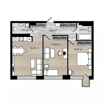 2-к кв. Ярославская область, Ярославский муниципальный округ, пос. ...