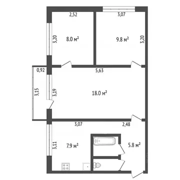 3-к кв. Амурская область, Благовещенск пос. Моховая Падь, Литер кв-л, ...