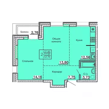 Свободной планировки кв. Бурятия, Улан-Удэ Энергетик мкр,  (52.76 м)