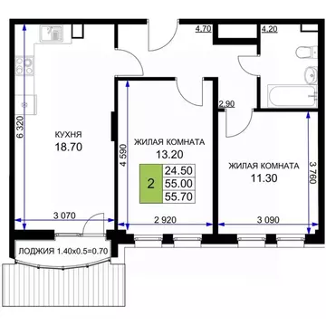 2-к кв. Краснодарский край, Анапа проезд Межсанаторный, 41 (55.6 м)