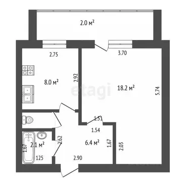 1-к кв. Калининградская область, Калининград ул. Мусоргского, 17 (35.7 ...