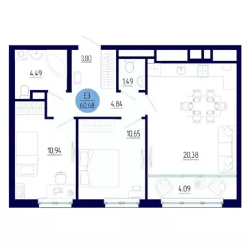 2-к кв. Рязанская область, Рязанский муниципальный округ, с. Дядьково ...