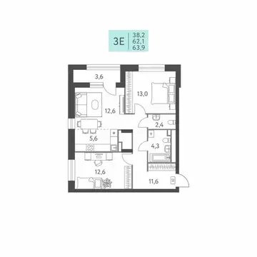 3-к кв. Пермский край, Пермь ул. Левченко, 8 (63.9 м)