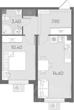 1-к кв. Санкт-Петербург ул. Пахомовская, 8к3 (36.3 м)